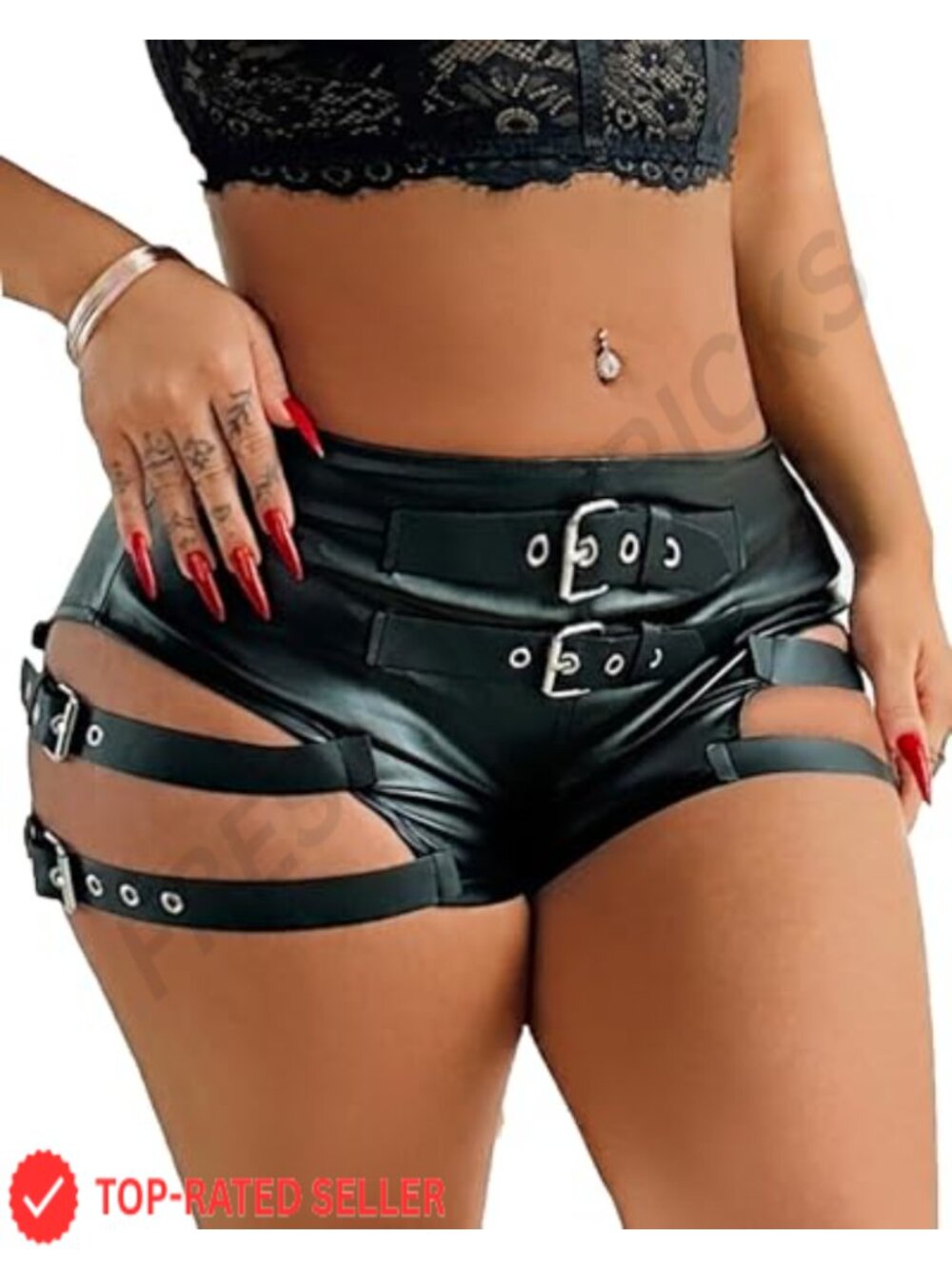 Faux Leather High Waist Bandage Booty Shorts Slim Sexy Dance Club Rave